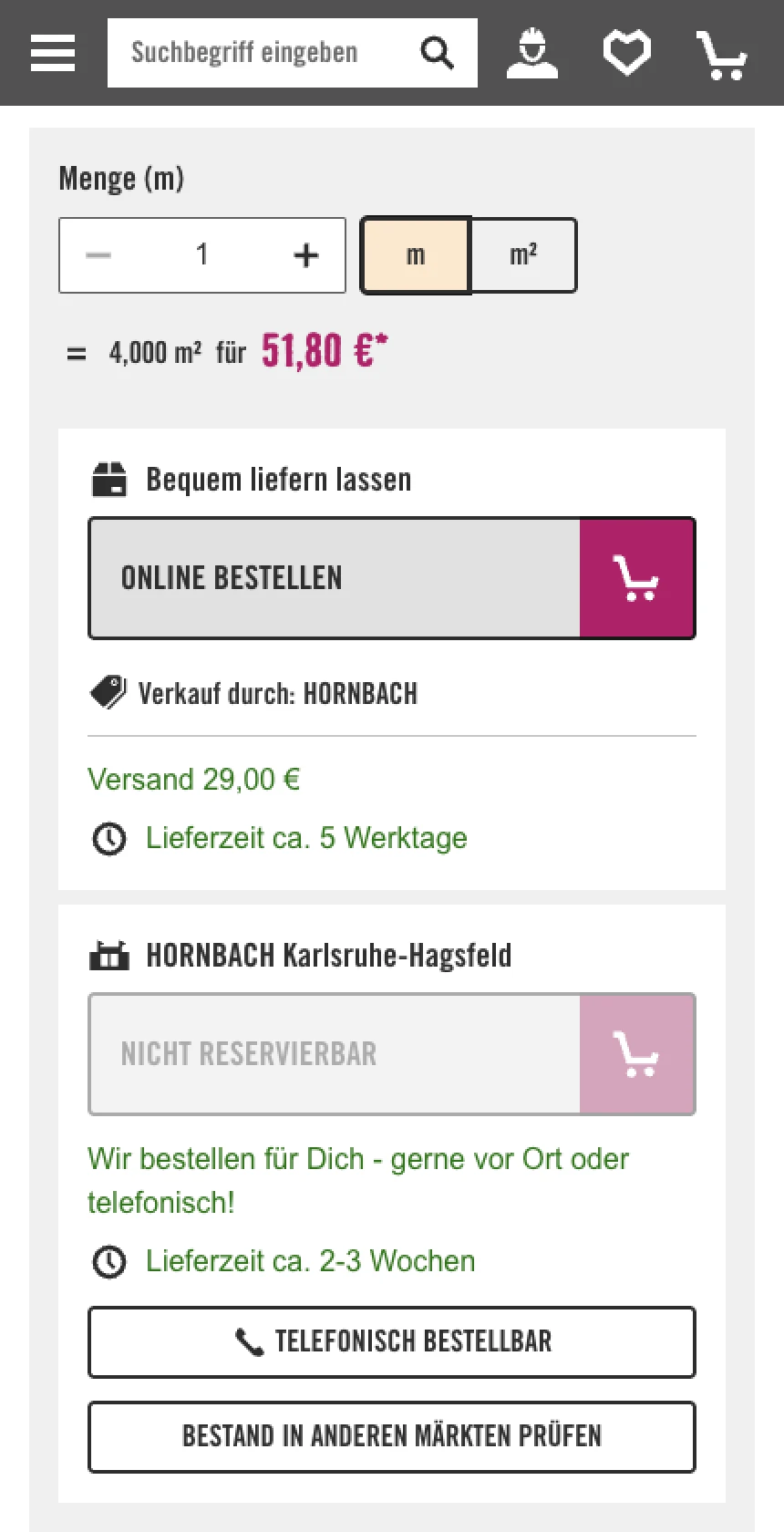 HORNBACH Buy Button Mobile