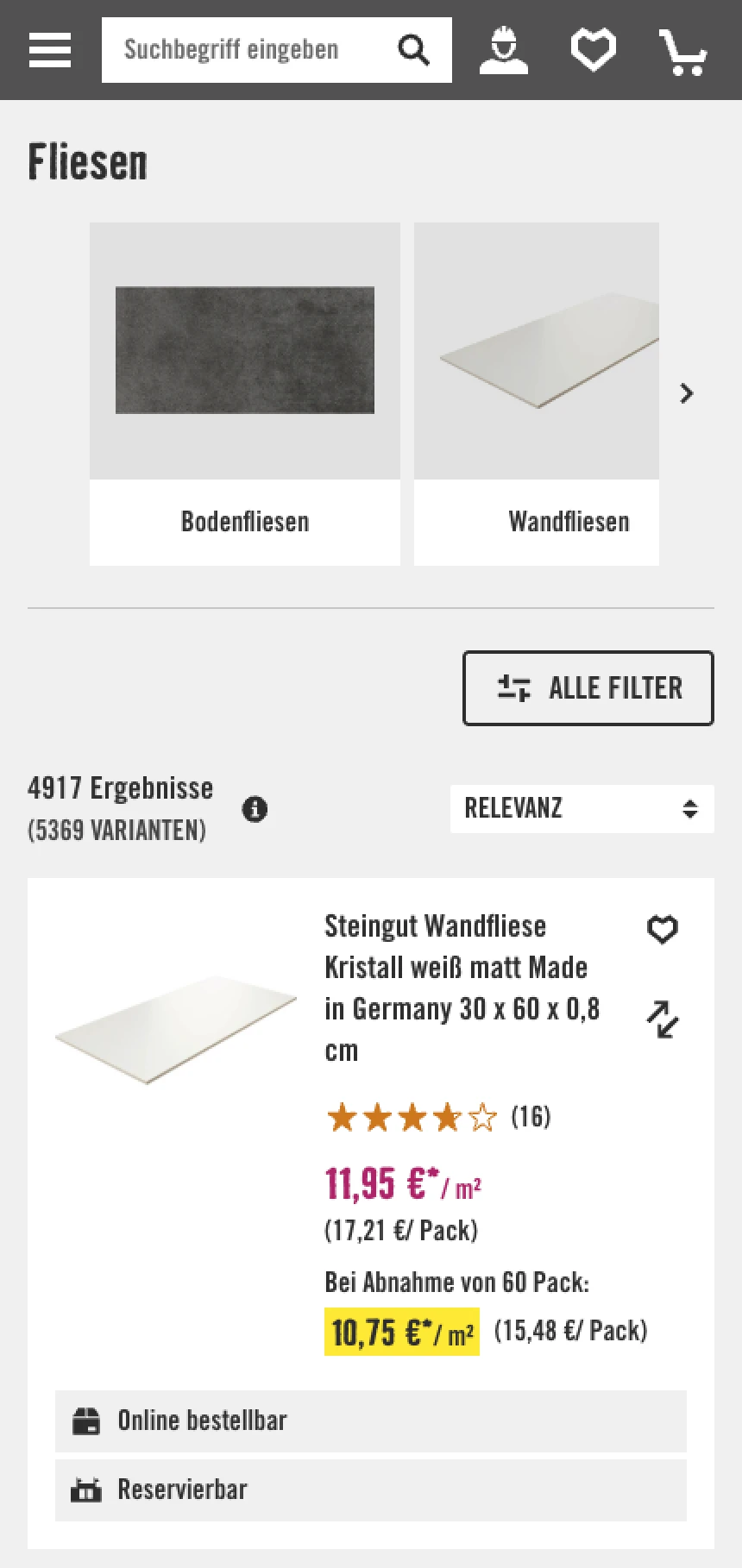 HORNBACH Listing Variante